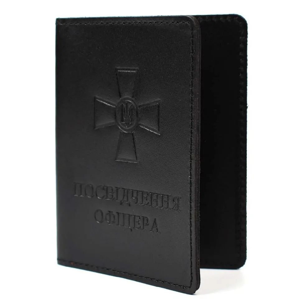 Кожна обкладка для посвідчення Limary чорна унісекс з телячої шкіри для документів і карт.