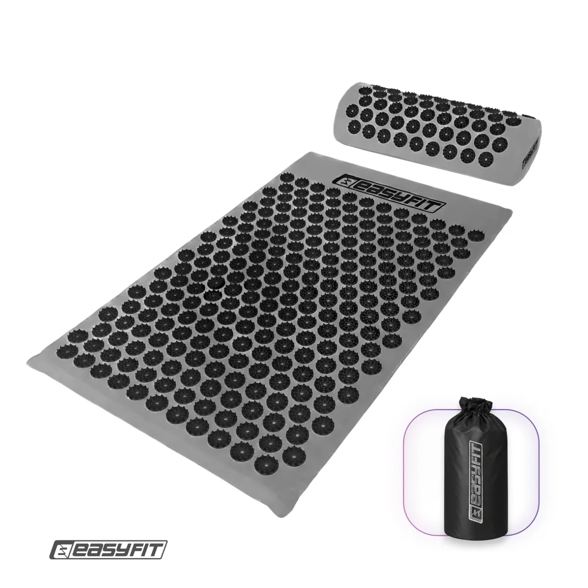 Масажний килимок EasyFit бавовна 40х62 см Сірий з чорним
