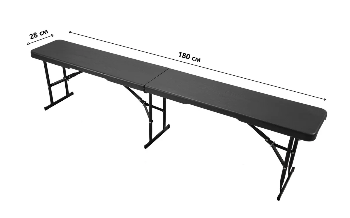 Складная лавка стальная 1,8 м графит HDPE