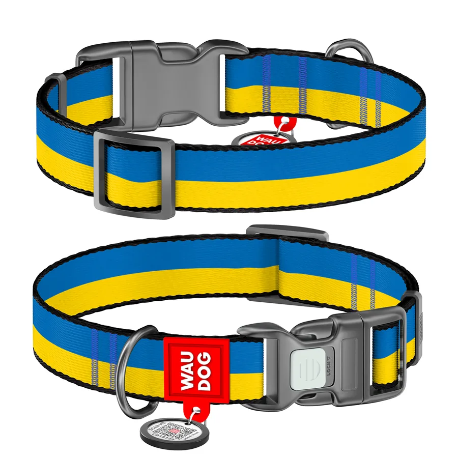 Нашийник WAUDOG Nylon XL 25 мм нейлоновий 37-58 см кольори Colors of freedom
