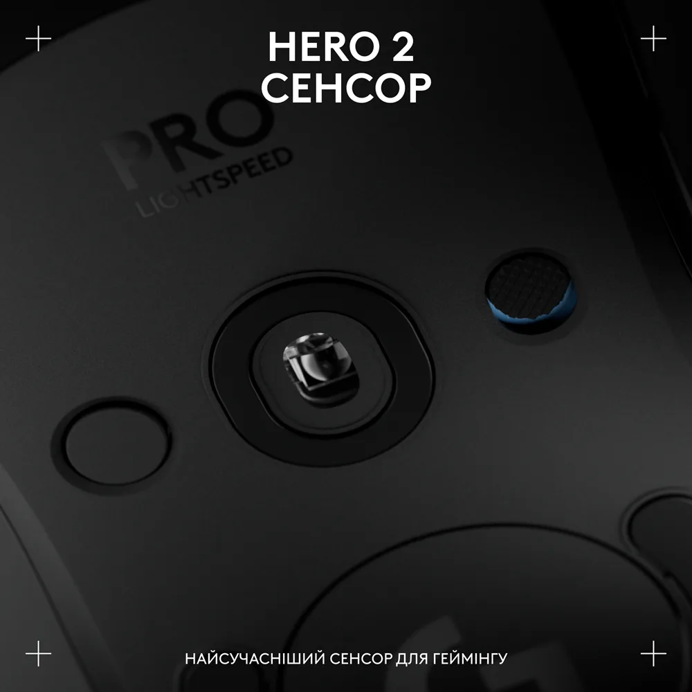 Миша Logitech G PRO 2 бездротова оптична середня чорна 100-44000 dpi