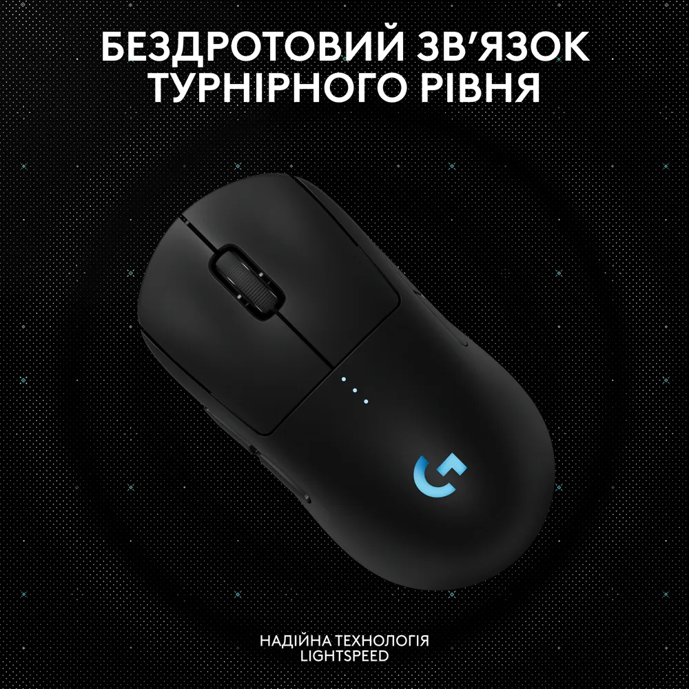 Миша Logitech G PRO 2 бездротова оптична середня чорна 100-44000 dpi