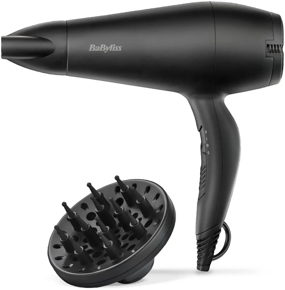 Фен Babyliss Power Smooth, 2000Вт, 2 швидкості, іонізація, холодний обдув, 2 насадки, чорний.