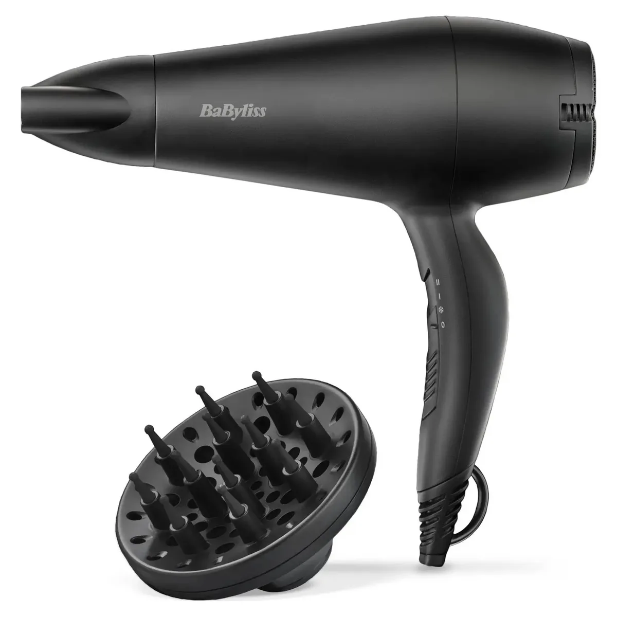 Фен Babyliss Power Smooth, 2000Вт, 2 швидкості, іонізація, холодний обдув, 2 насадки, чорний.