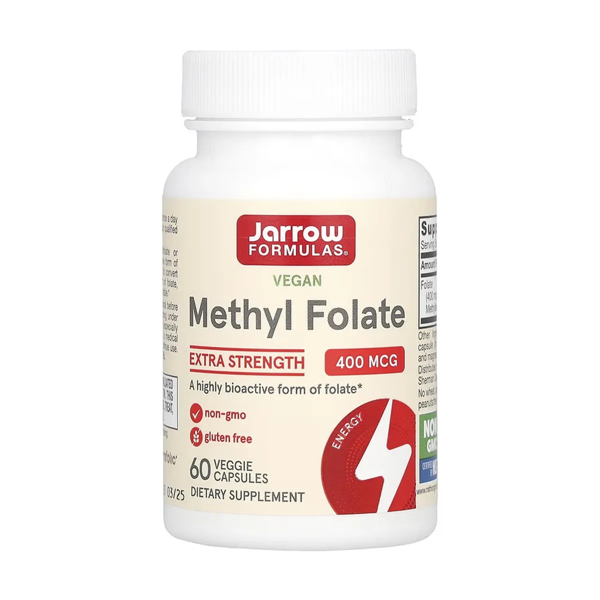 Метилфолат Jarrow Formulas 60 капсул без глютена не содержит ГМО