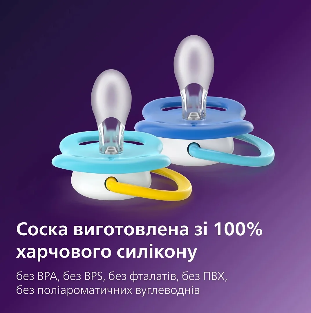 Пустушка  Avent Ultra Air, 6-18 міс., 2шт, дизайн для хлопчиків.