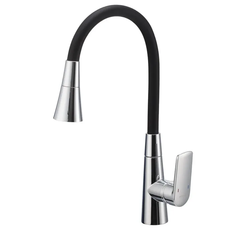Смеситель кухонный Mixxus Premium 011-T гибкий излив латунь 640 мм хром черный