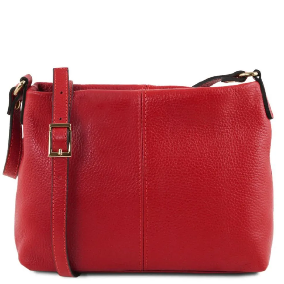 Жіноча сумка через плече Tuscany Leather з натуральної шкіри червона з шкіряним ременем та кишенею.
