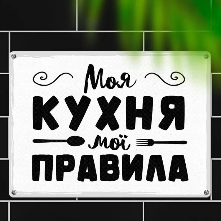 Табличка інтер'єрна метал 26х18,5 см біла
