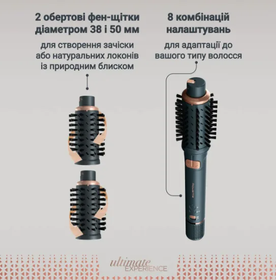 Фен-щітка Rowenta керамічна 1100 Вт 38 55 мм чорна