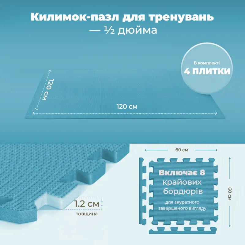 Мат-пазл Active Point EVA 120х120х1,2 см Блакитний