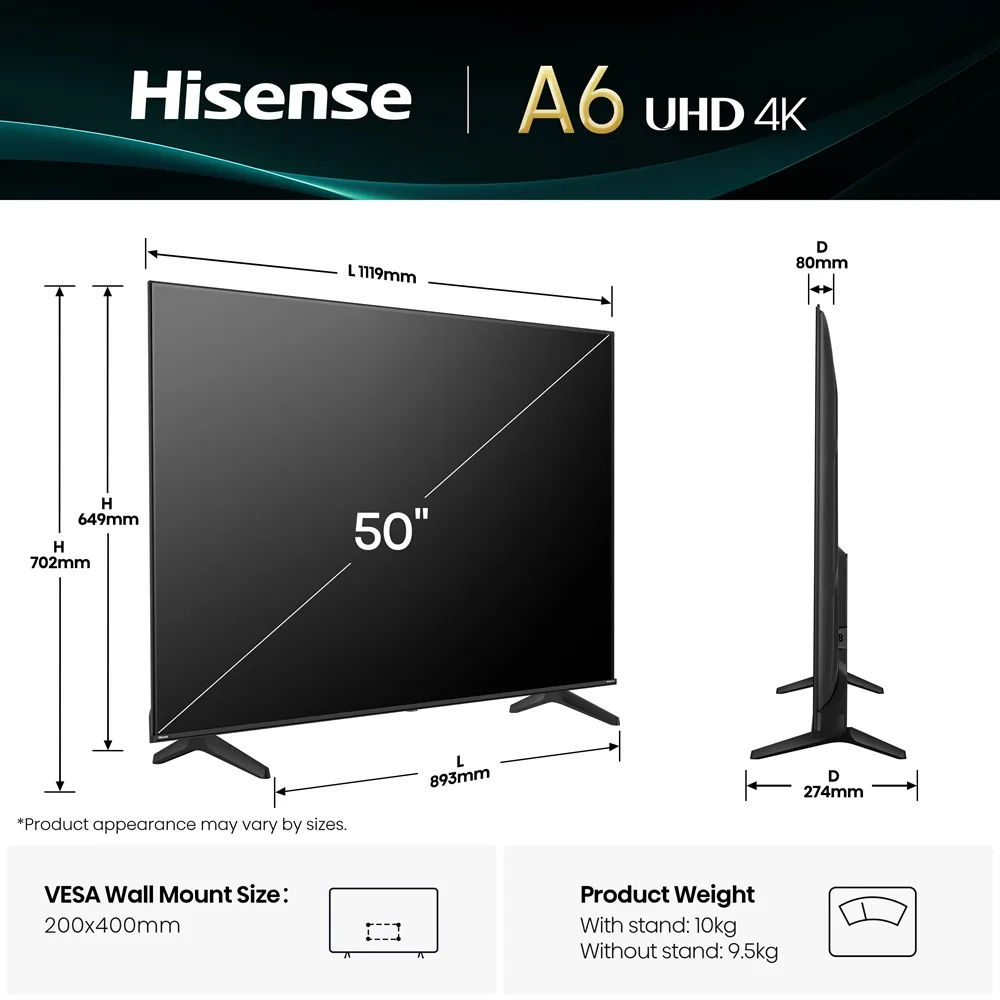 LED телевизор Hisense 50 дюймов UHD черный