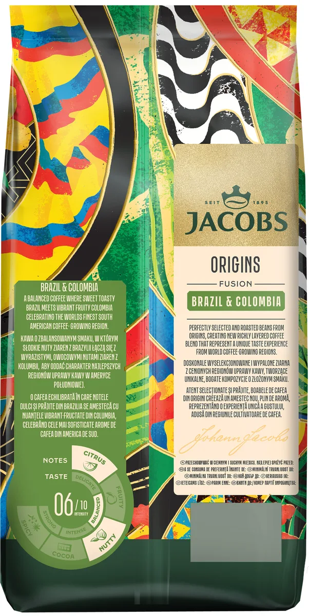 Кава Jacobs, зернова, 1000 г, Бленд Південної Америки, арабіка.