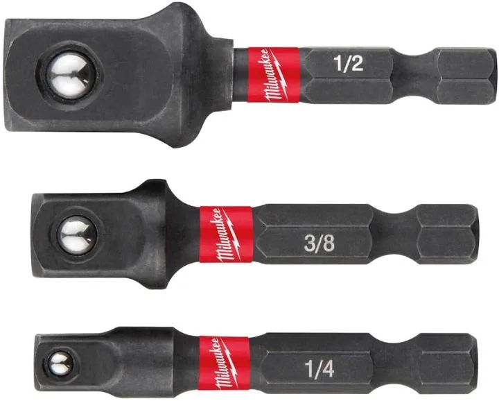 Адаптер Milwaukee, 1/4", 3/8", 1/2", для торцевих насадок, комплект 3 шт.