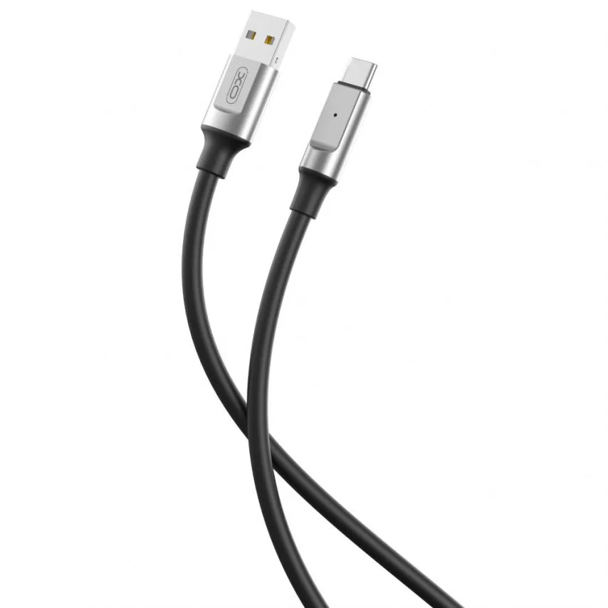Кабель USB Type-C 6A XO силіконовий 1м чорний Quick Charge