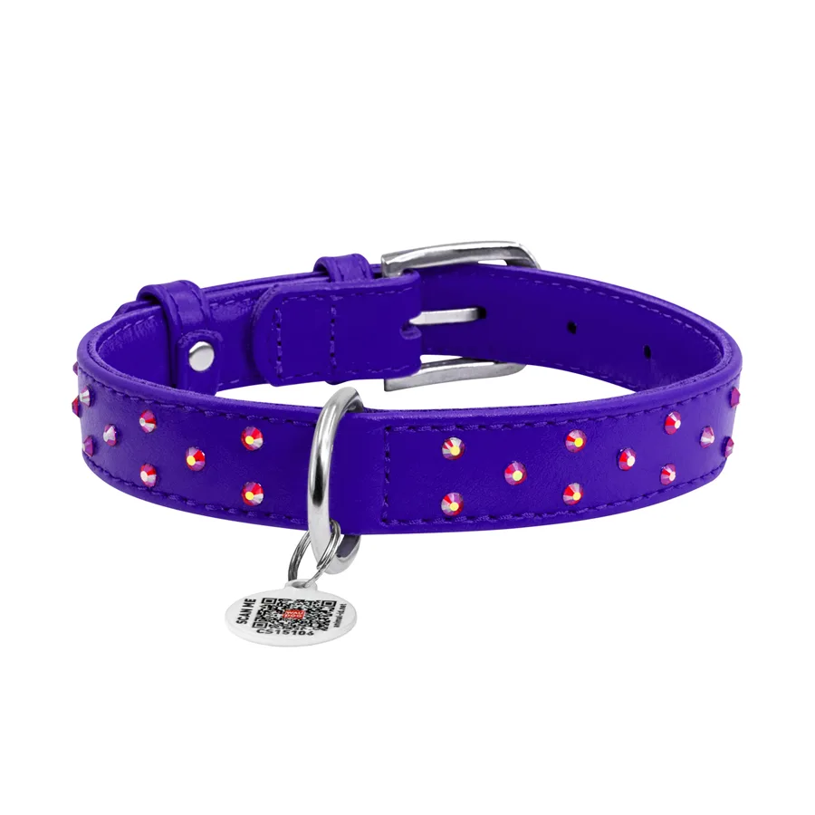 Нашийник WAUDOG Glamour шкіряний 25 мм 38-49 см фіолетовий