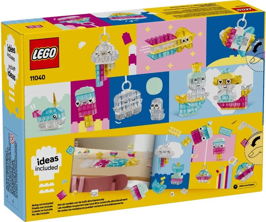 Конструктор LEGO Classic 340 кубиків прозорі різнокольорові деталі