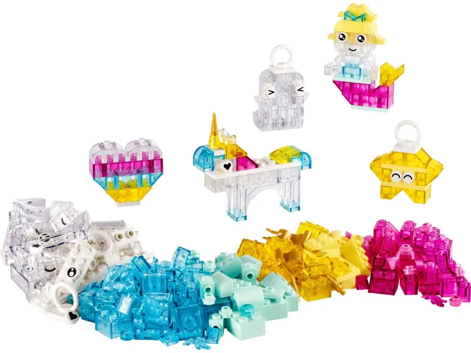 Конструктор LEGO Classic 340 кубиків прозорі різнокольорові деталі