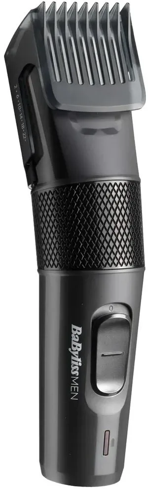 Машинка для стрижки волос Babyliss, с комбинированным питанием (сеть+аккумулятор), вибрационный мотор, одна насадка, в комплекте кейс, изготовлена из стали, серого цвета