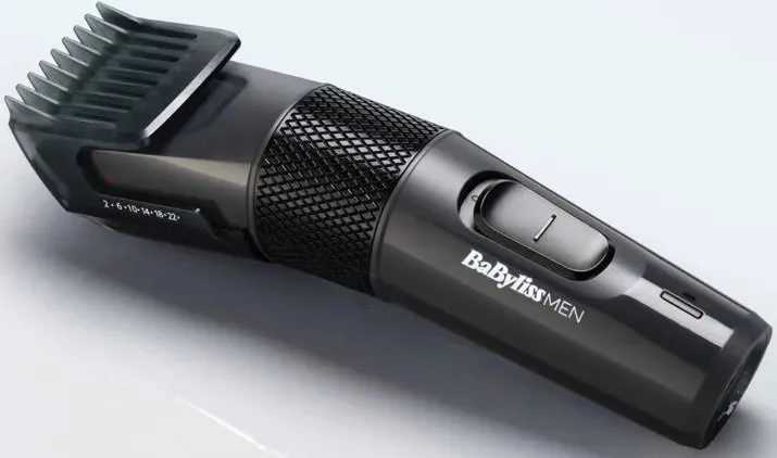Машинка для стрижки волос Babyliss, с комбинированным питанием (сеть+аккумулятор), вибрационный мотор, одна насадка, в комплекте кейс, изготовлена из стали, серого цвета