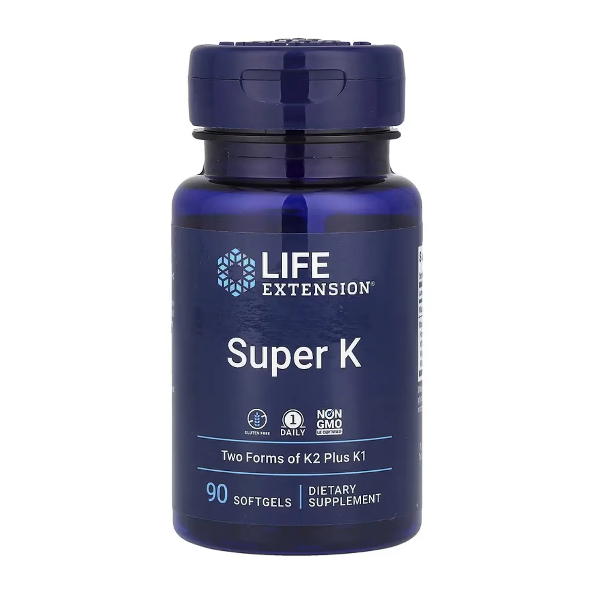 Витамин K2 K1 Super K Life Extension 90 мягких капсул Non-GMO без глютена