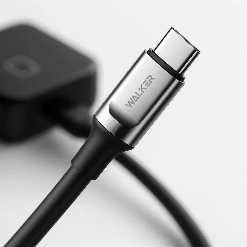 Кабель USB Type-C Walker 1м чорний TPE 7мм 3А 18Вт