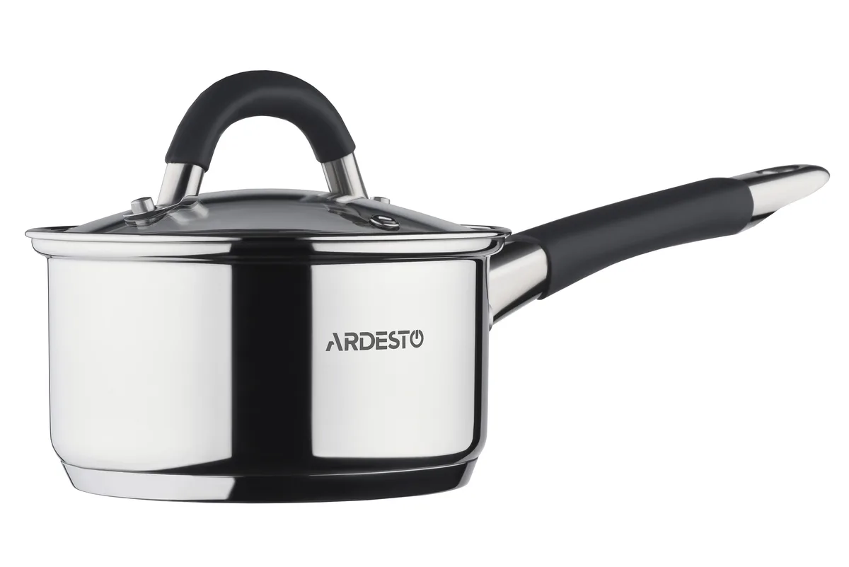 Каструля зі скляною кришкою ARDESTO Gemini Salerno, 1.6л, з нержавіючої сталі та силікону.