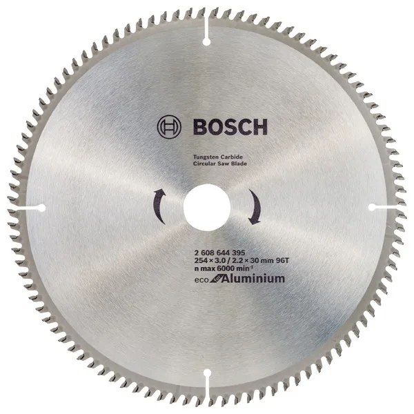 Диск пиляльний Bosch Professional Eco для алюмінію 254 мм 96 зубців для ручних і настільних пилок різання металу та пластику