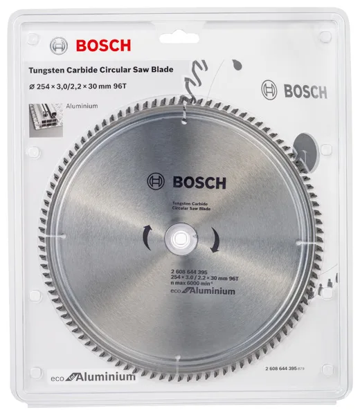 Диск пиляльний Bosch Professional Eco для алюмінію 254 мм 96 зубців для ручних і настільних пилок різання металу та пластику