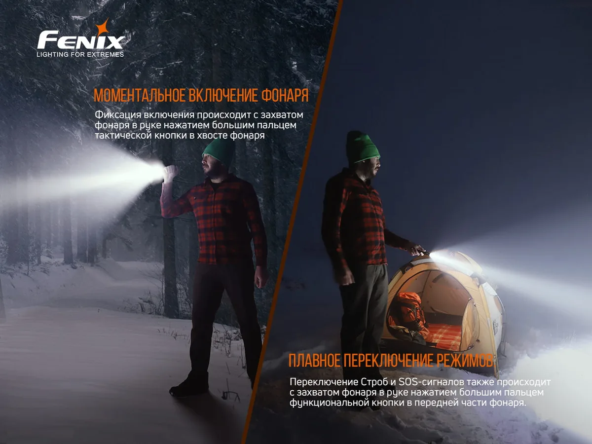Ручний ліхтар Fenix алюмінієвий 148х21,5х18 мм чорний 800 люменів IP68