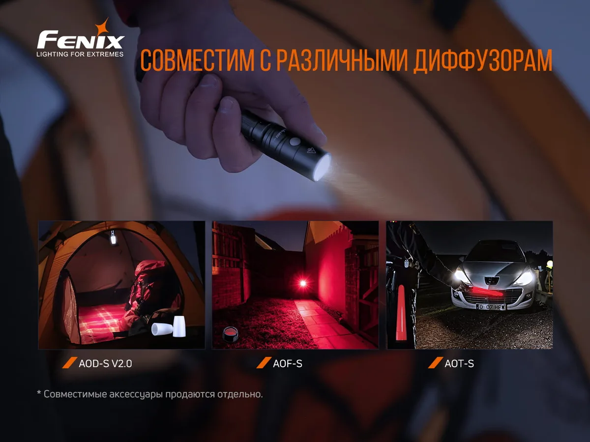 Ручний ліхтар Fenix алюмінієвий 148х21,5х18 мм чорний 800 люменів IP68