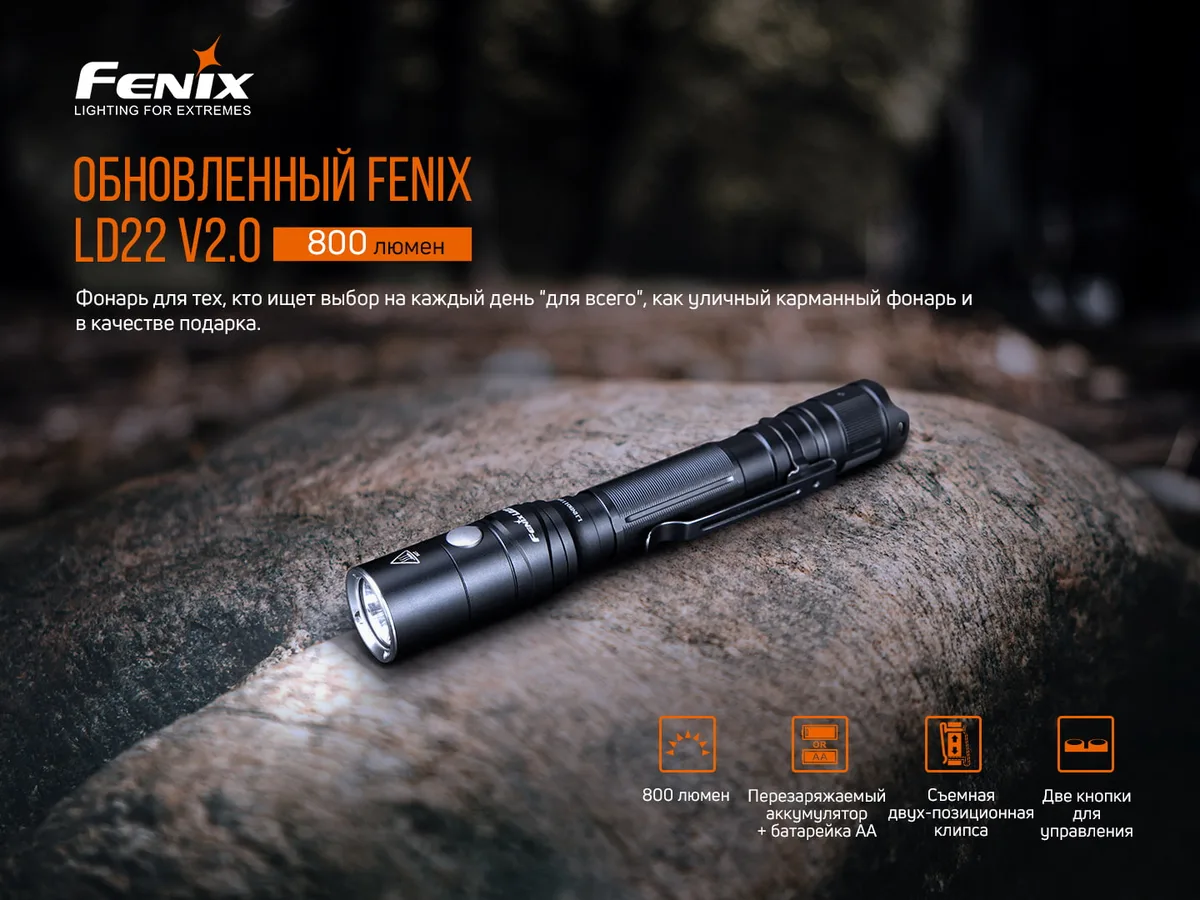 Ручний ліхтар Fenix алюмінієвий 148х21,5х18 мм чорний 800 люменів IP68