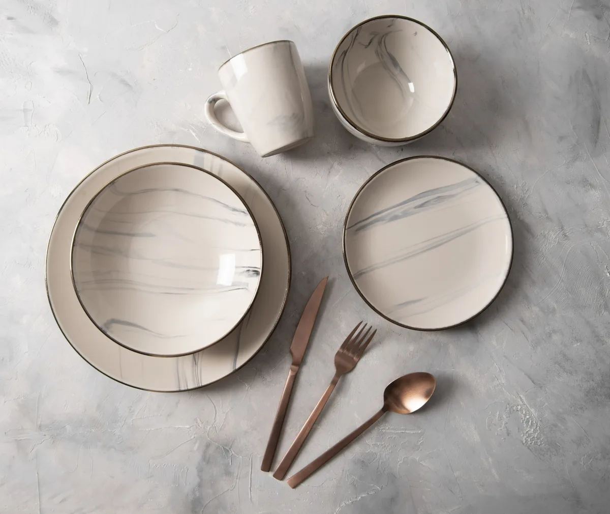 Тарілка обідня Limited Edition кераміка 26,5 см бежевий Marble