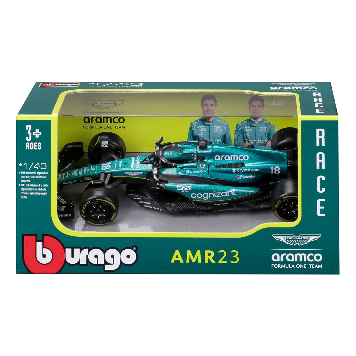 Автомодель Bburago метал 1:43 Aston Martin AMR23 зелений