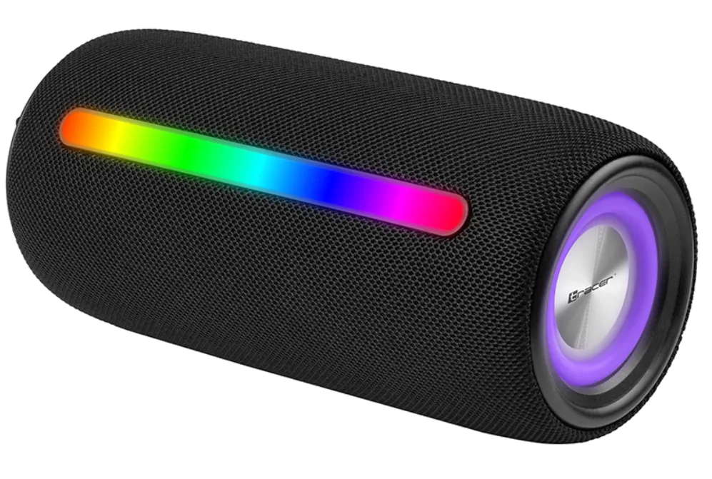 Блютуз колонка Tracer портативна 10 Вт чорна IPX5 з RGB підсвіткою
