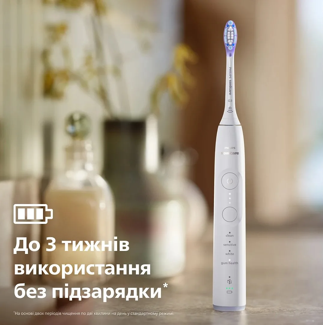 Електрична зубна щітка Philips Sonicare 7100 Series, 62000 коливань на хвилину, 1 насадка, футляр, білий.
