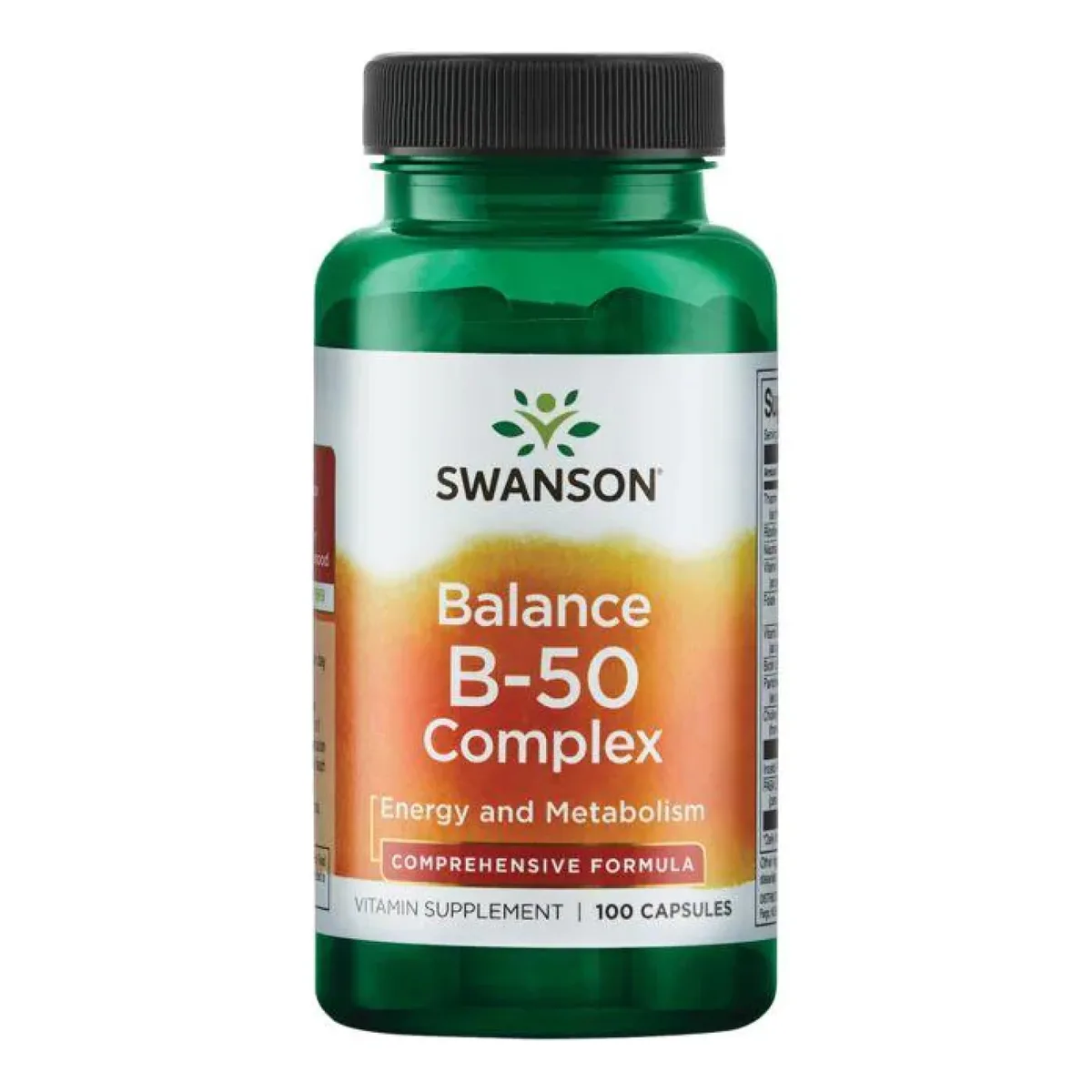 Вітаміни групи В Swanson Balance B-50 100 капсул для нервової системи та імунітету.