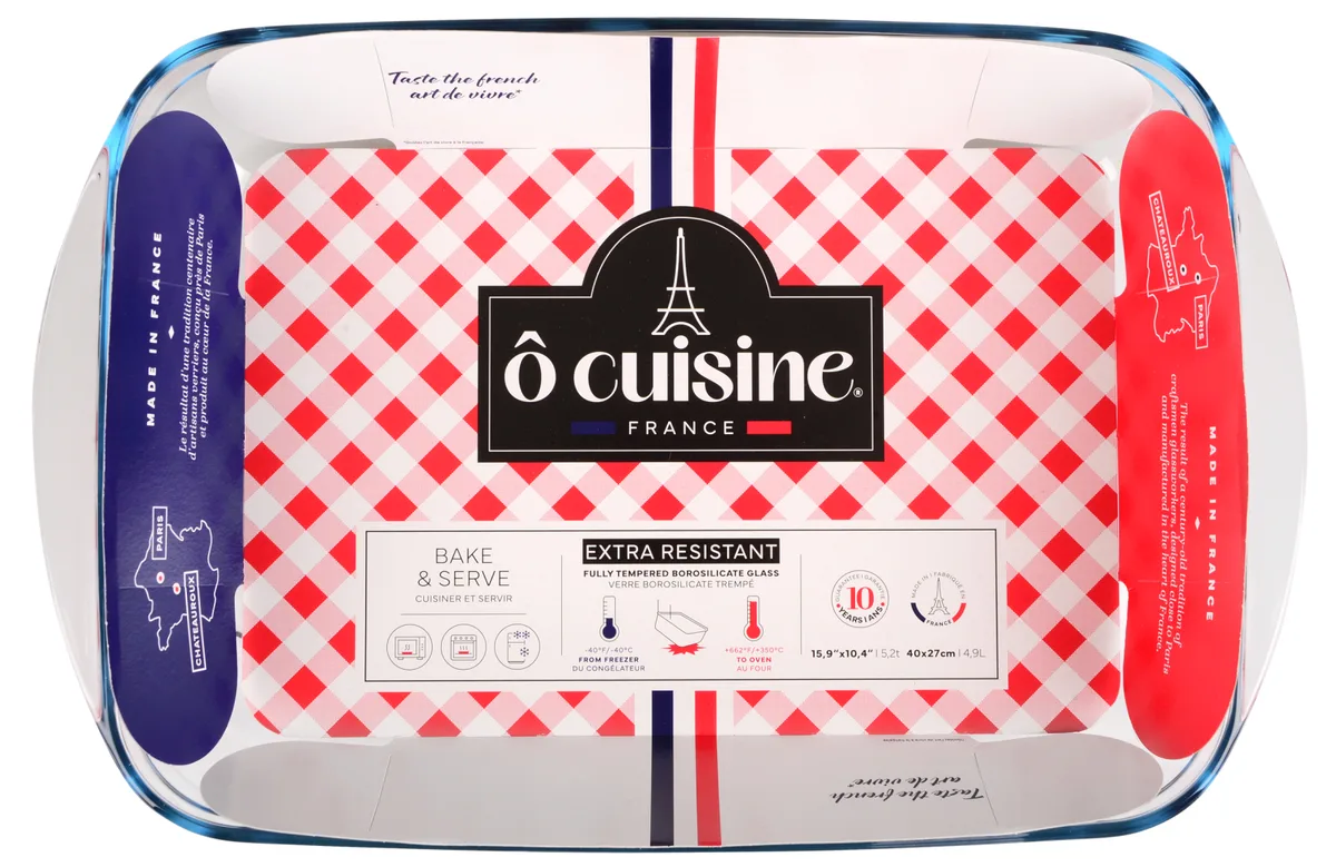 Форма O Cuisine боросилікатне скло 40х27х7 см прозора