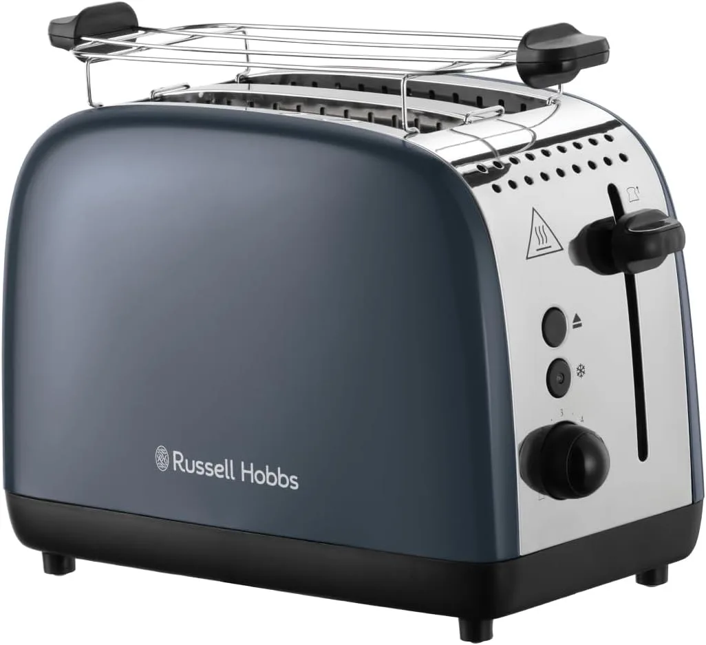 Тостер Russell Hobbs Colours Plus 1600Вт, функції підігріву та розморожування, металевий корпус, сірий.
