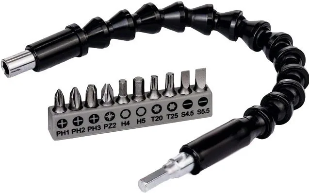 Набір гнучких біт Bosch Professional, подовжувач 300 мм, SL, PH, PZ, H, T, 10 шт.