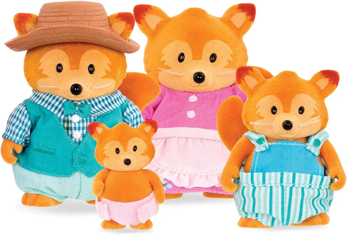 Набор фигурок Li'l Woodzeez Семья Лисичек 4 шт, книжка EN