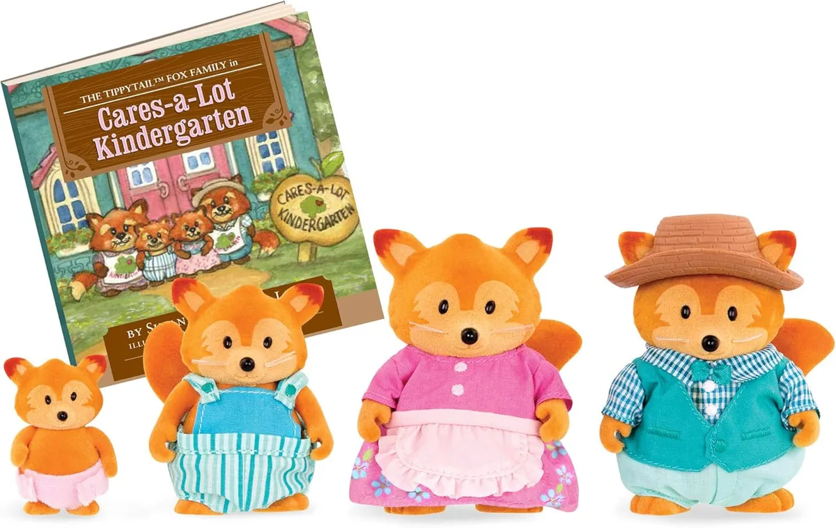 Набор фигурок Li'l Woodzeez Семья Лисичек 4 шт, книжка EN