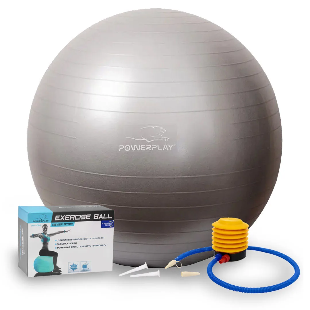 М'яч для фітнесу Active Point PVC 75 см Сріблястий з помпою