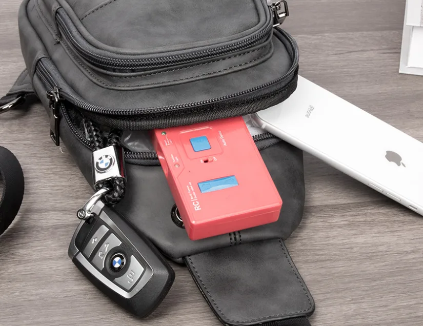 Мужская сумка-слинг экокожа 28х16х7 см серый с USB портом