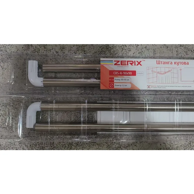 Штанга для шторки угловая Zerix нержавеющая сталь 90x90 см