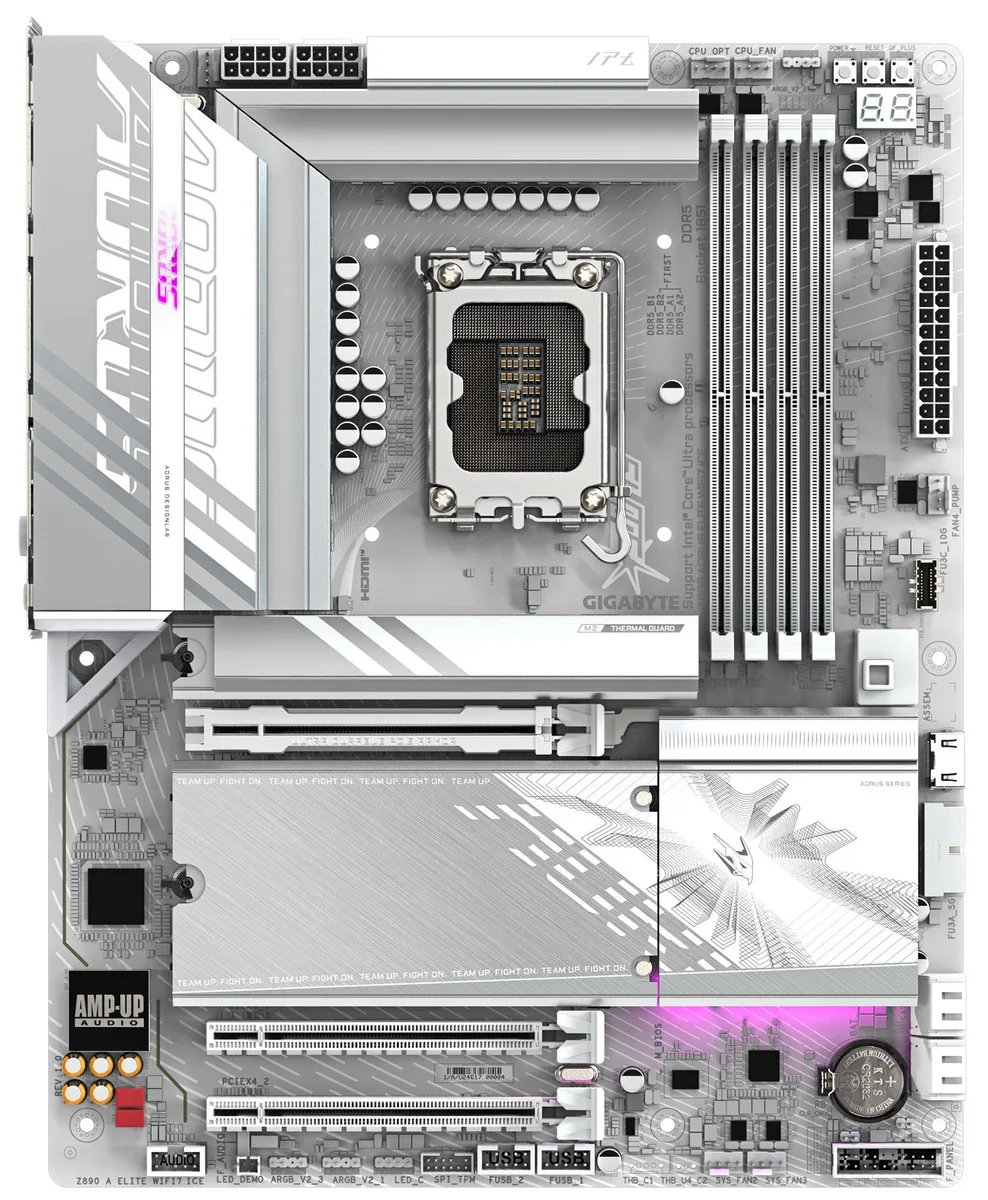 Материнська плата GIGABYTE Z89 AORUS ELITE WF7 ICE s1851 Z890 4xDDR5 M.2 HDMI DP Wi-Fi BT ATX білий