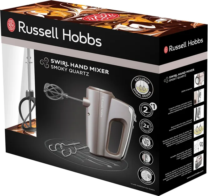 Ручний міксер Russell Hobbs 350 Вт 5 швидкостей пластик сріблястий