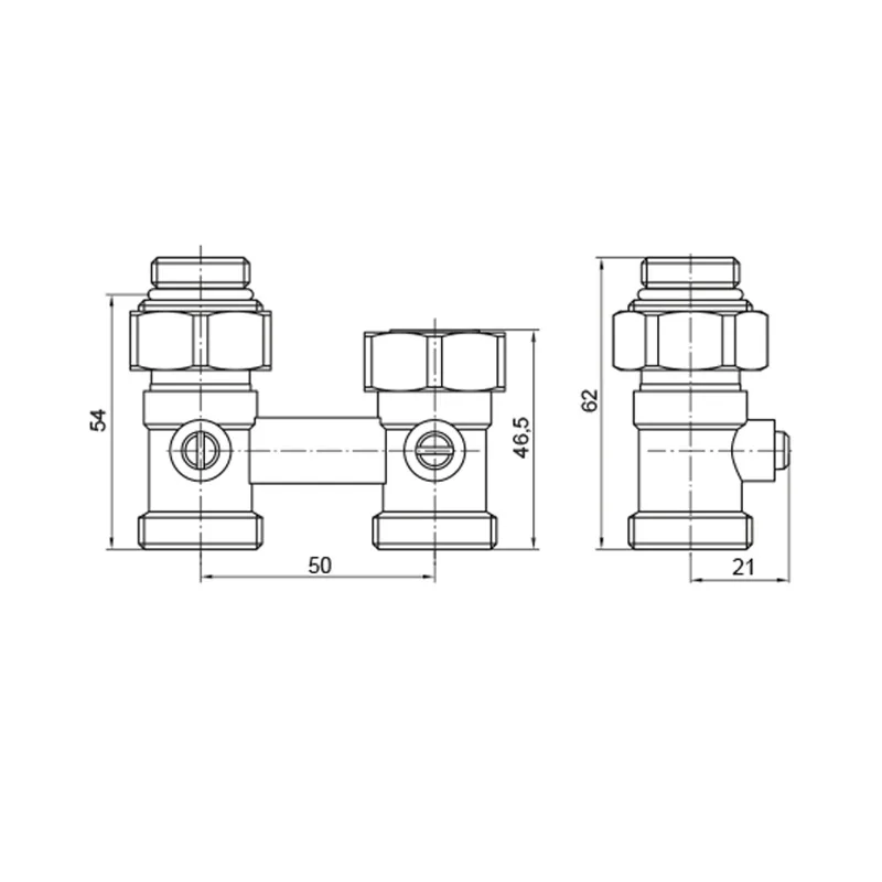 Вузол нижнього підключення радіатора 3/4"x1/2" латунь KR.1133 30 років служби