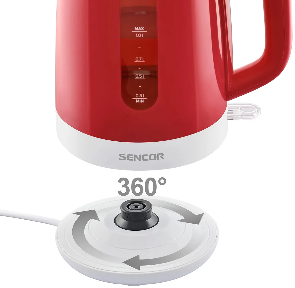 Електрочайник Sencor пластиковий 1 л червоний 2200 Вт