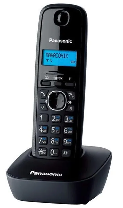 Радіотелефон Panasonic DECT чорний сірий монохромний 1 трубка